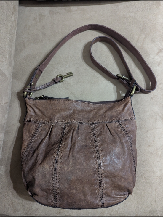 Fossil Handbags - Fossil Talita Hobo Brown Leather Crossbody Bag